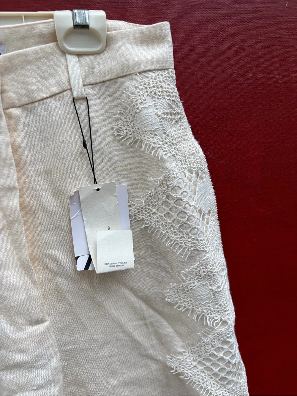 Zara Wide Leg Linen Lace Pants NEW